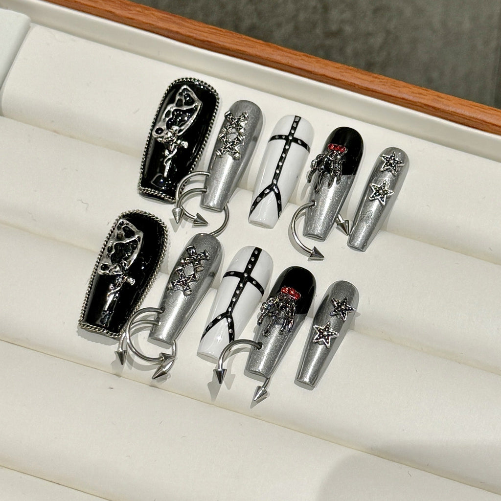 Ink & Glitter by Gattina, luxury hand-crafted press-on nails