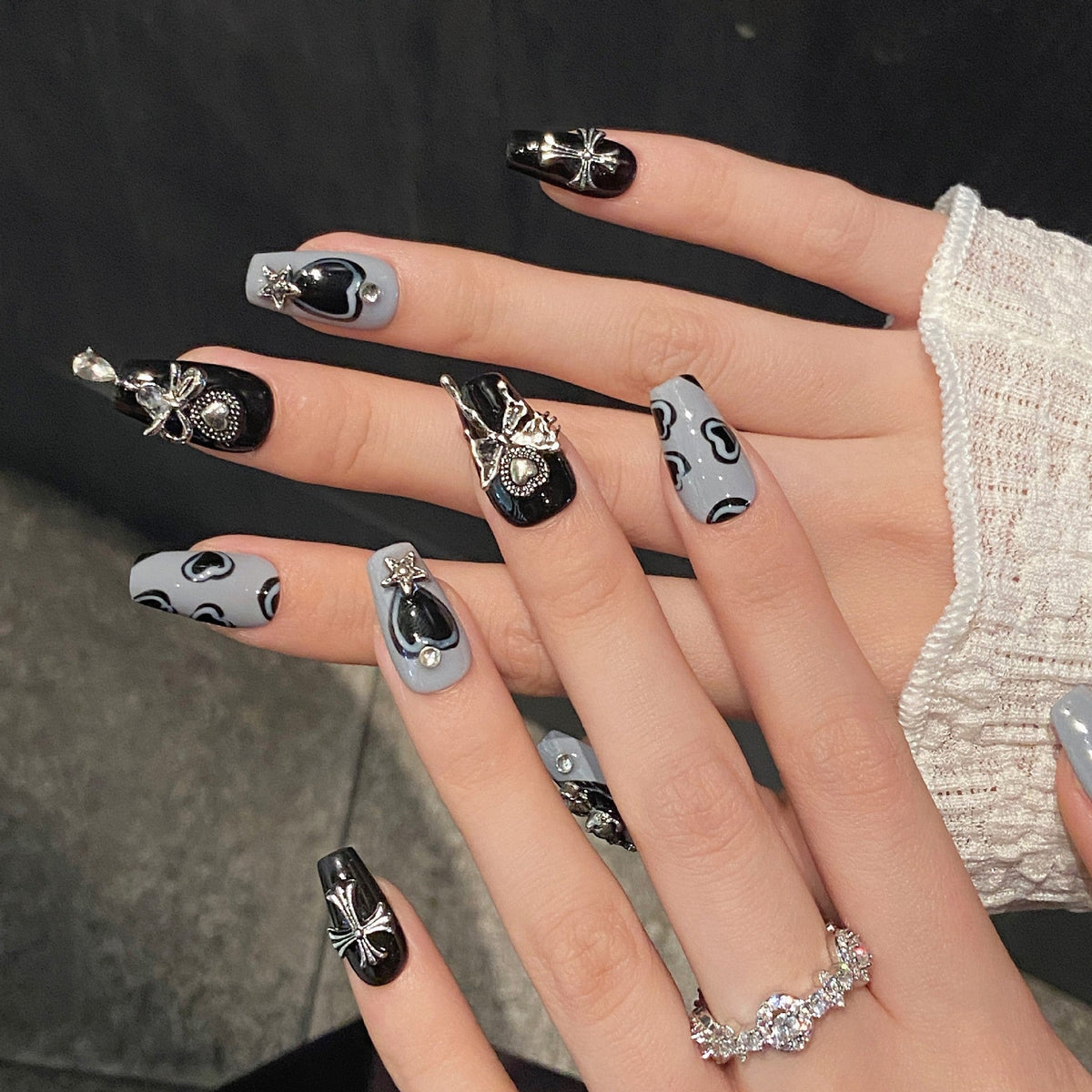 Fallen Angel by Gattina, luxury hand-crafted press-on nails