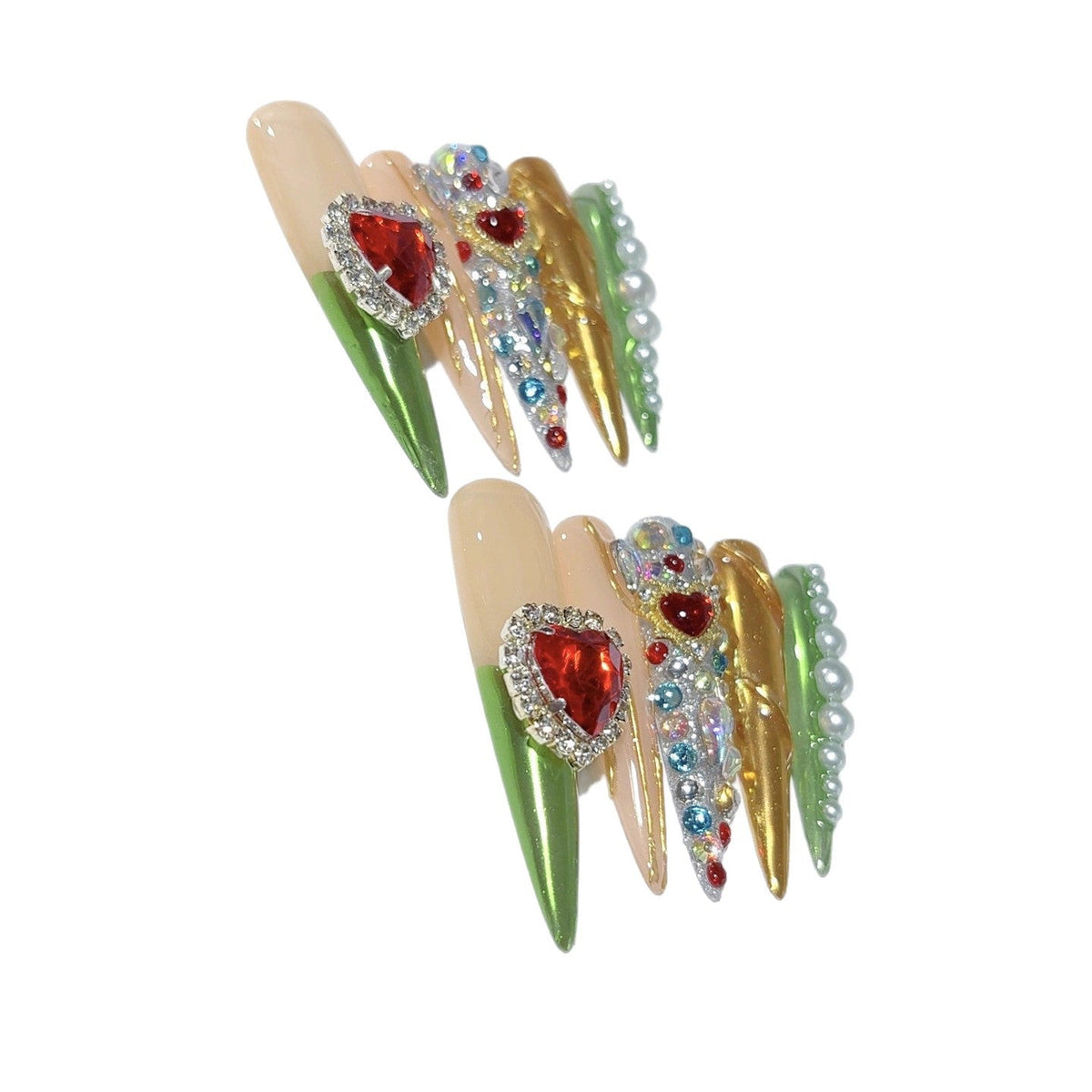 Vintage Palace Heart Gem Press On Nails – Image 5