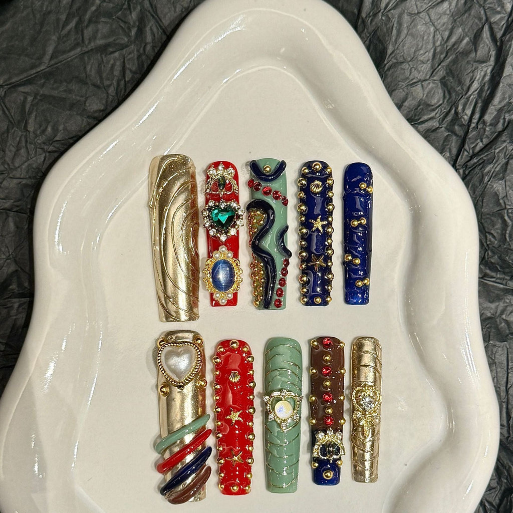 Gilded Heritage by Gattina, luxury hand-crafted press-on nails