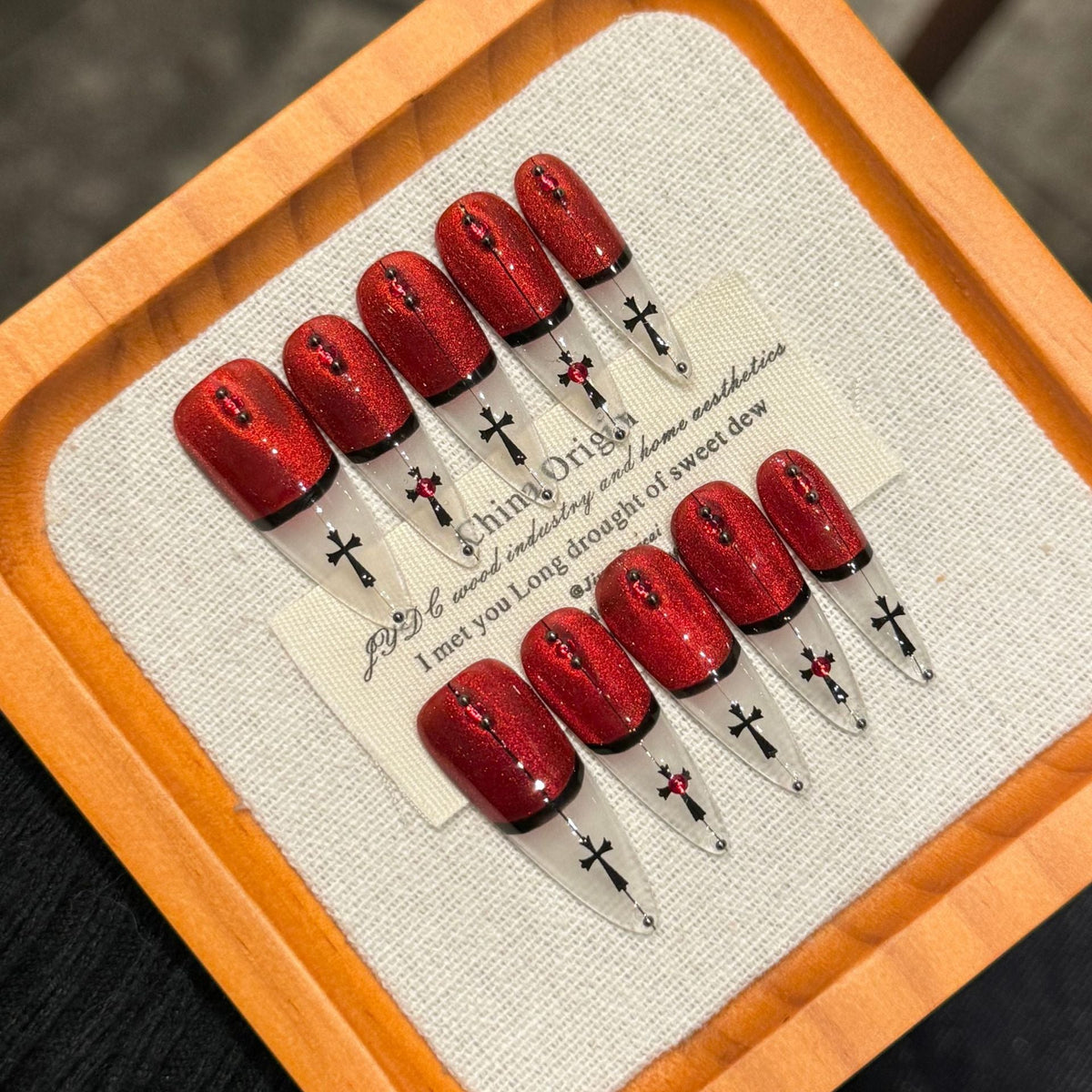 Bride of Dracula by Gattina, luxury hand-crafted press-on nails