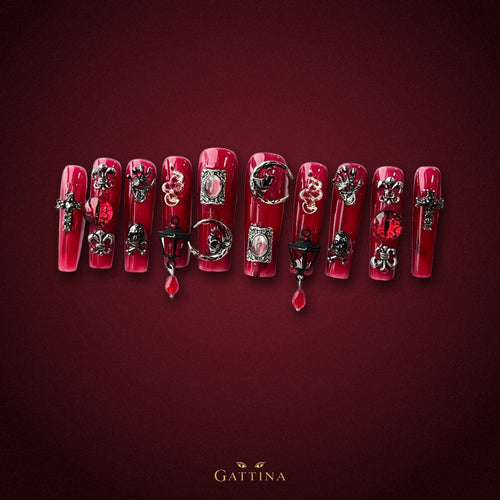 Blood Countess by Gattina, luxury hand-crafted press-on nails