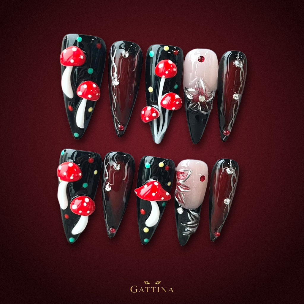 Enchanted Woods by Gattina, luxury hand-crafted press-on nails
