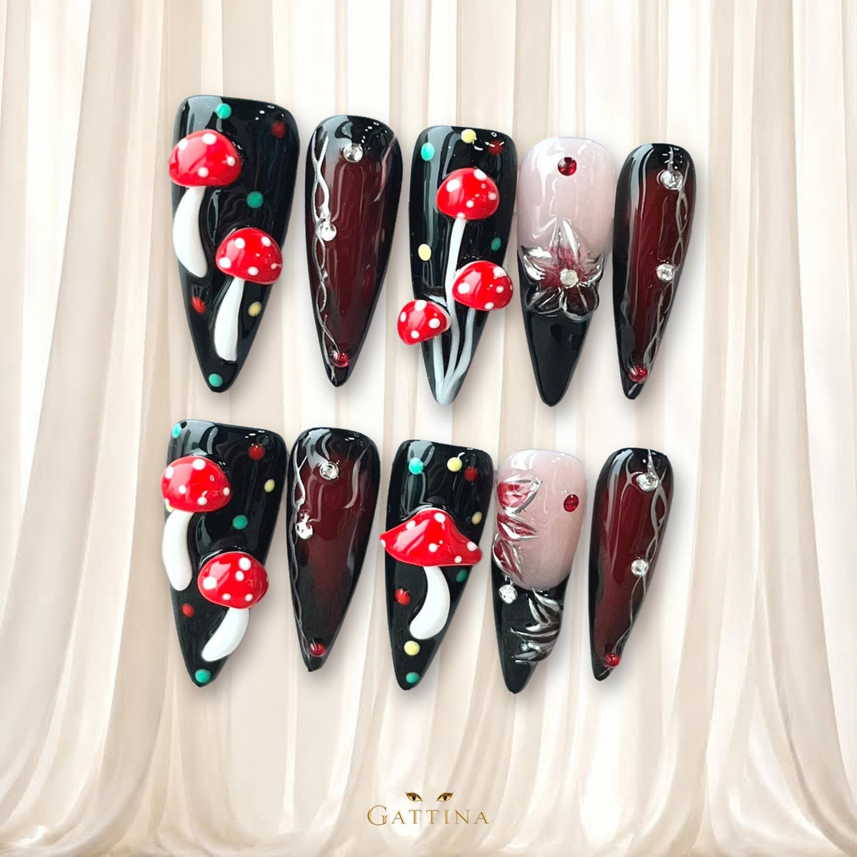 Enchanted Woods by Gattina, luxury hand-crafted press-on nails