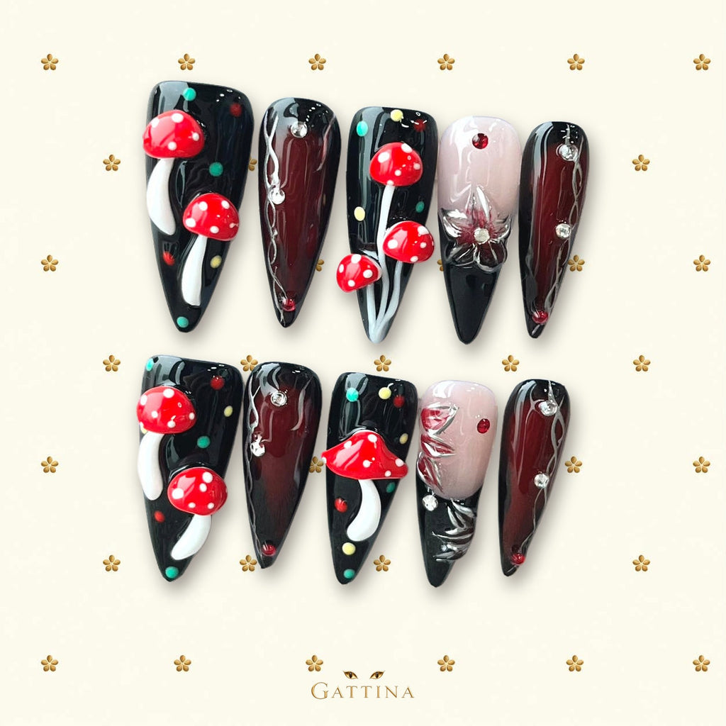 Enchanted Woods by Gattina, luxury hand-crafted press-on nails