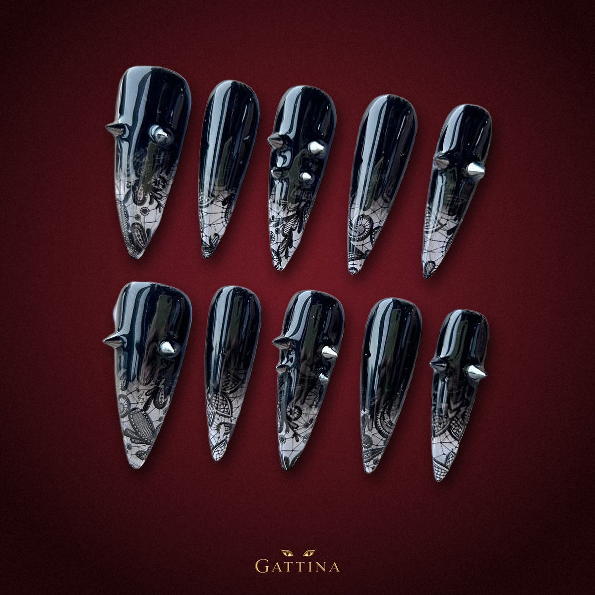 Femme Fatale by Gattina, luxury hand-crafted press-on nails