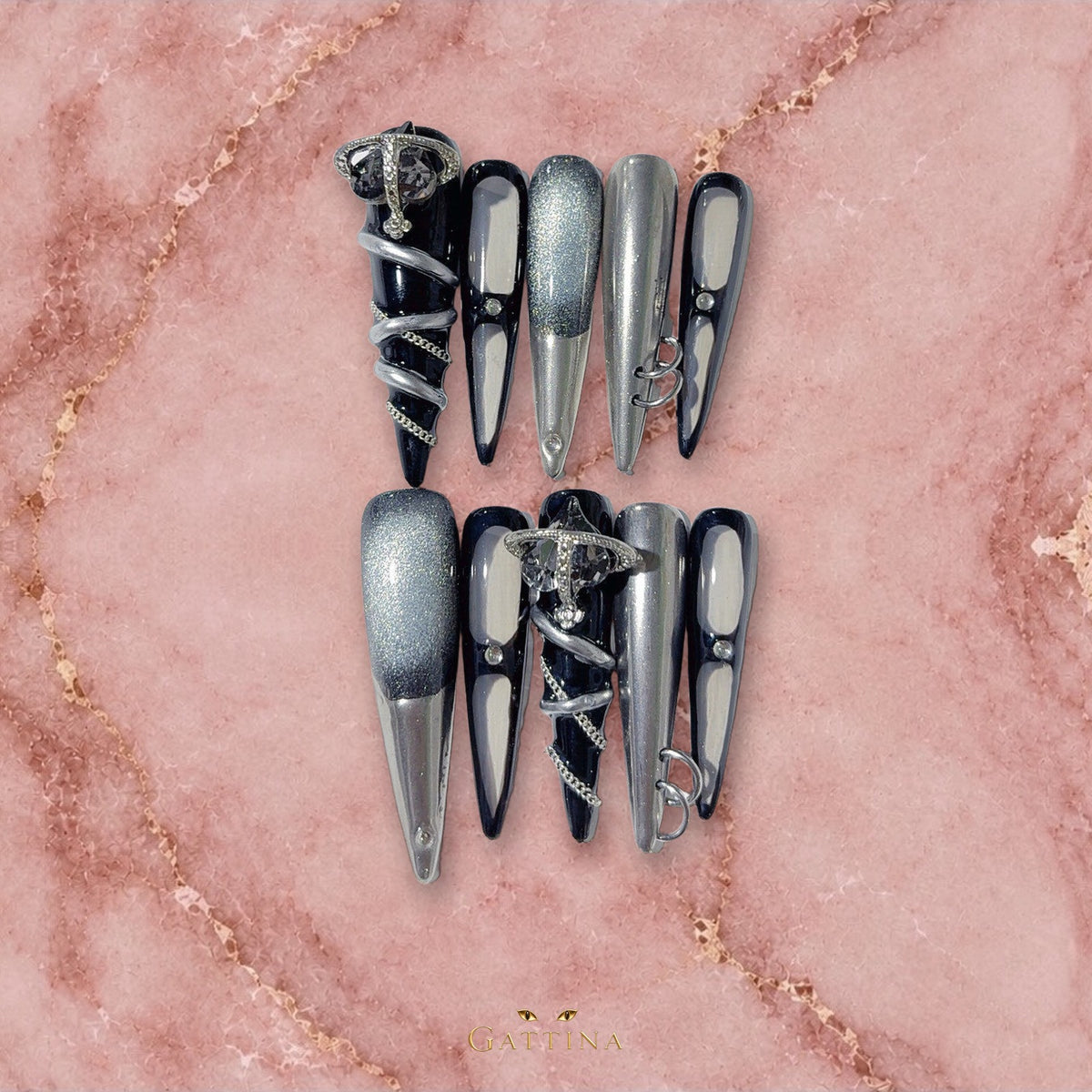 Future Lover Girl by Gattina, luxury hand-crafted press-on nails