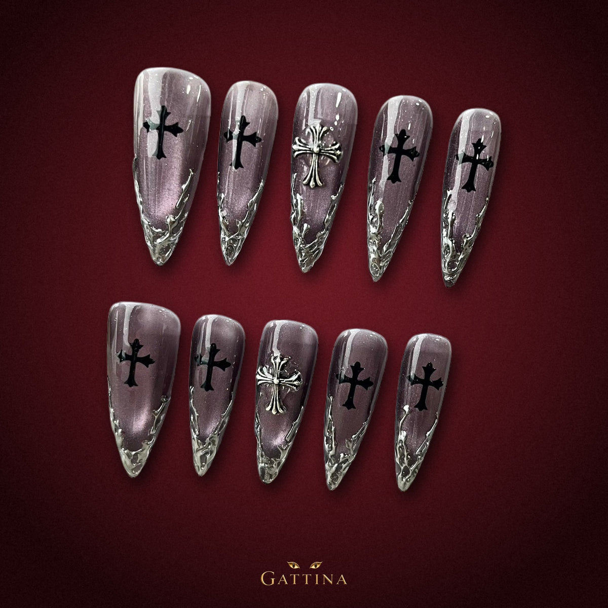 Knight-Mare by Gattina, luxury hand-crafted press-on nails