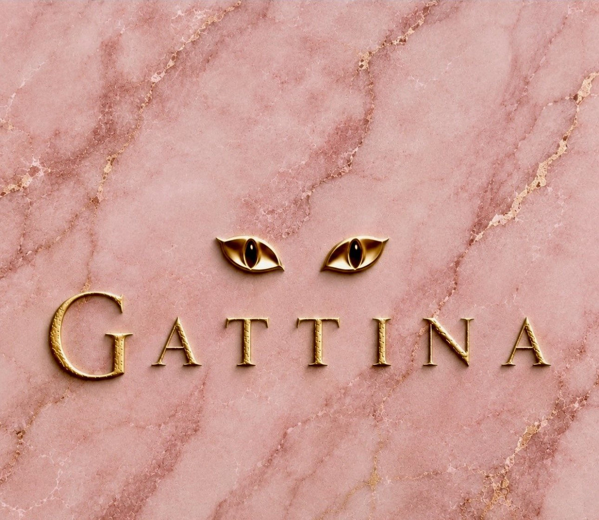 Gattina gold logo on blush marble