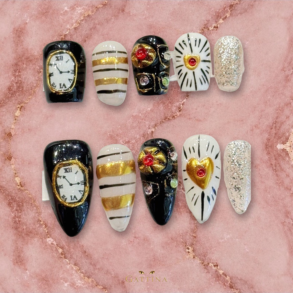 Midnight Hour by Gattina, luxury hand-crafted press-on nails