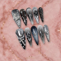 Silver Butterfly by Gattina, luxury hand-crafted press-on nails