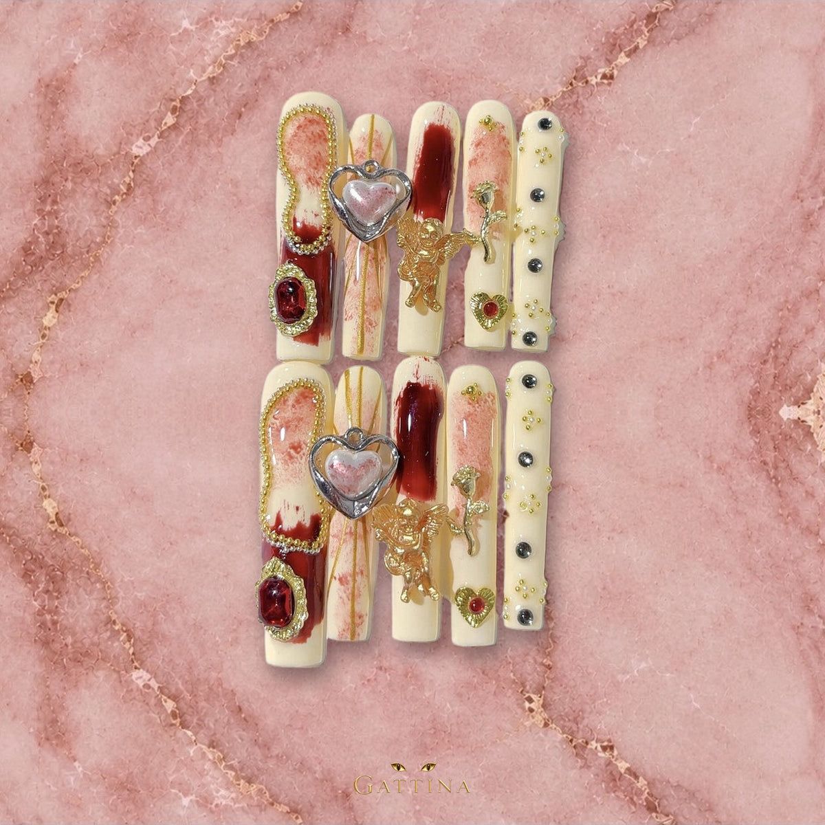 Valentina by Gattina, luxury hand-crafted press-on nails