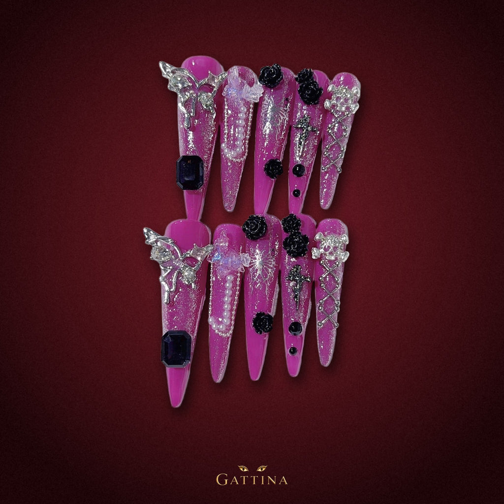 Violet Thorn by Gattina, luxury hand-crafted press-on nails